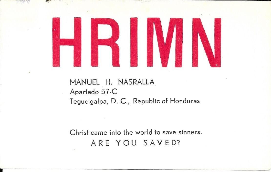 QSL  1966  Honduras Stamp     radio card