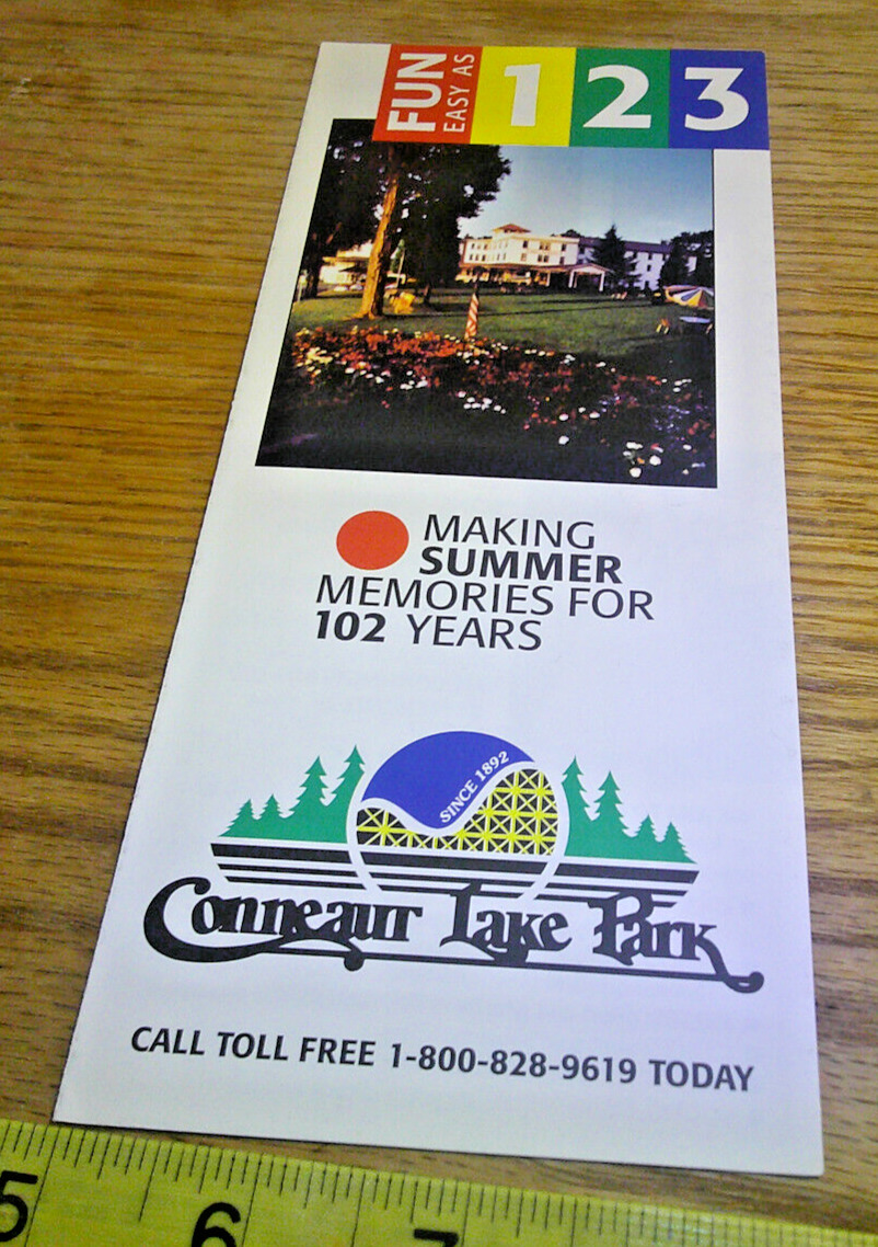 Vintage Conneaut Lake Park fold out brochure 1994 FUN EASY AS 1 2 3