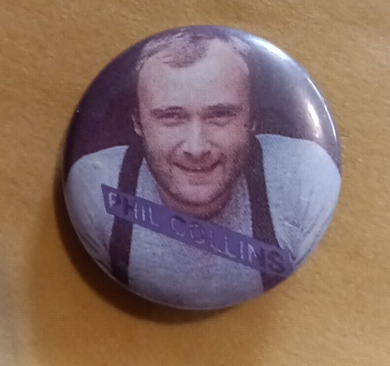 Vintage 1980s PHIL COLLINS button pin rock badge pinback 1.25