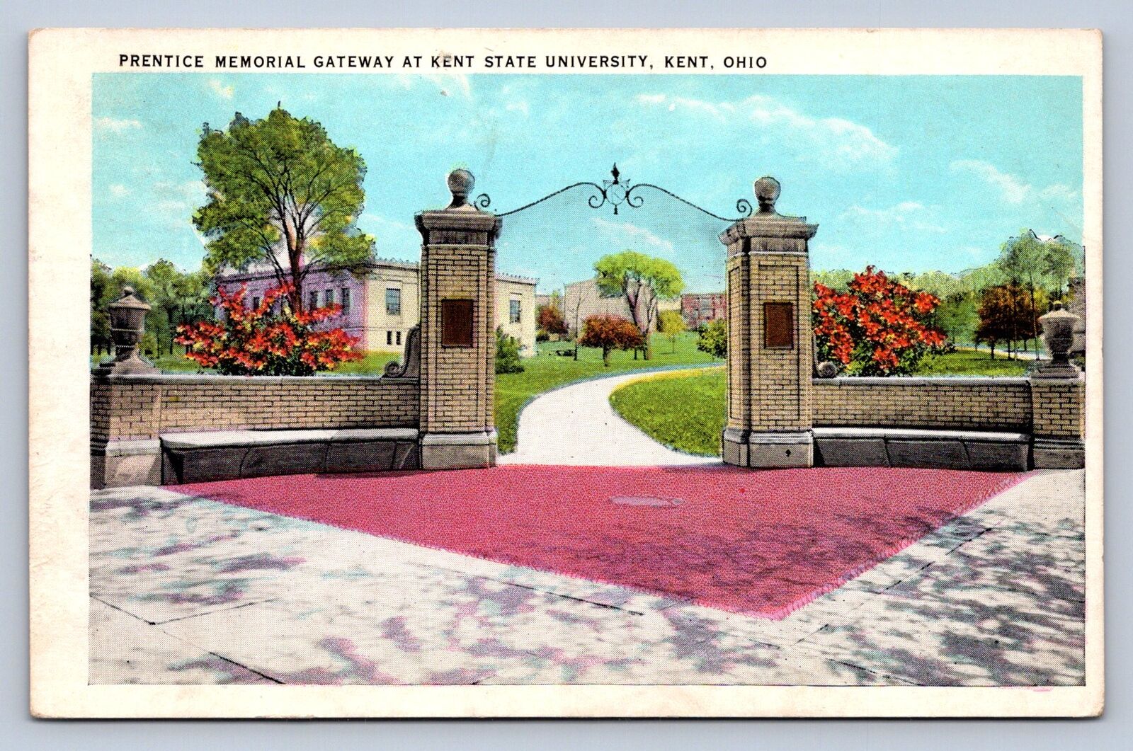 J97/ Kent Ohio Postcard c1910 Kent State University Prentice Gate 157
