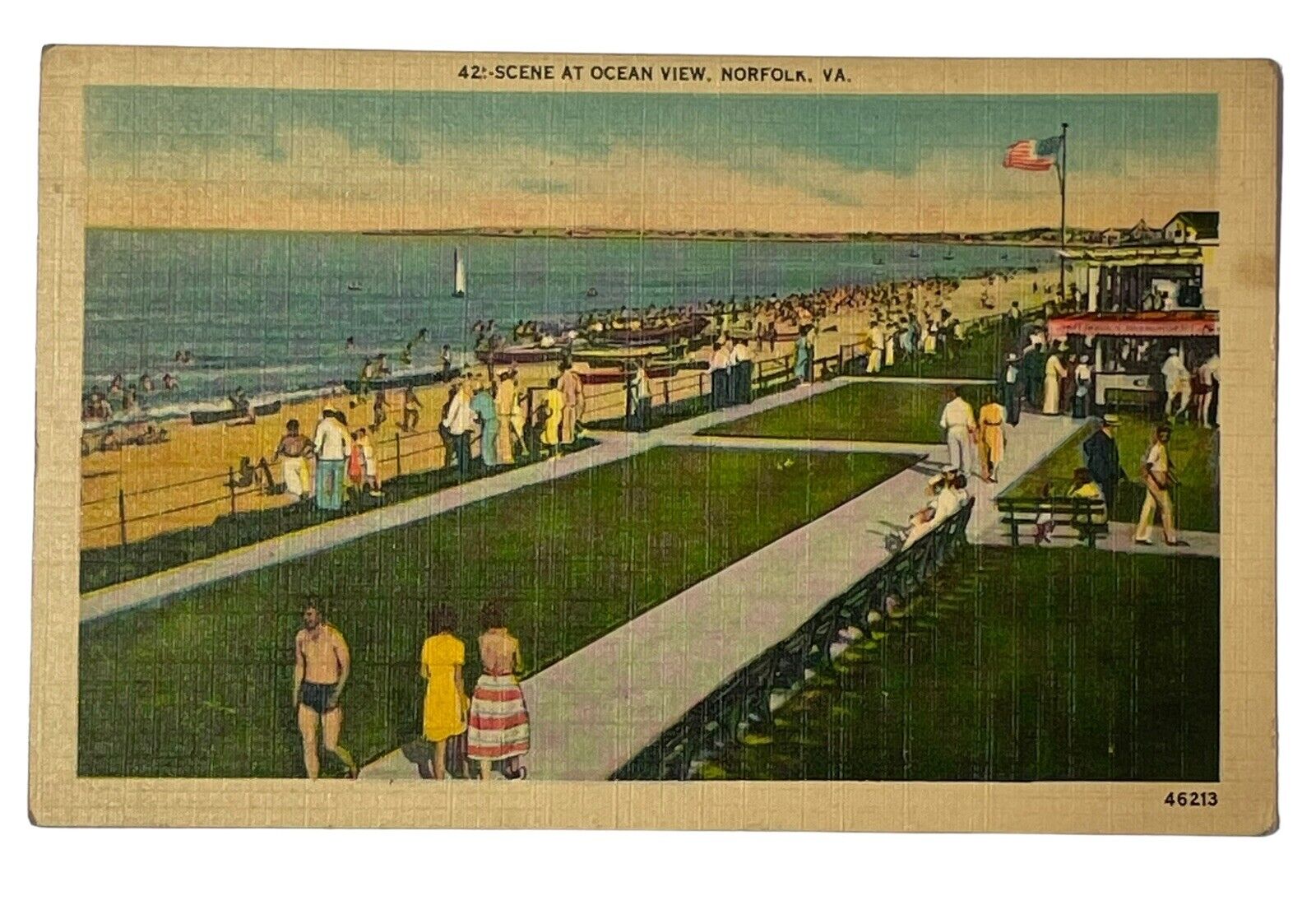 Scene At Ocean View, Norfolk, VA. (Unposted) Never Used Vintage Postcard 1940\'s