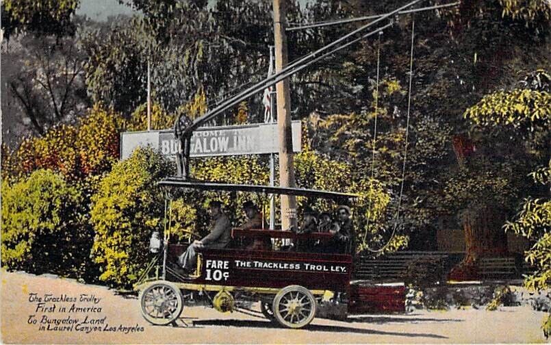 Trackless Trolley to Bungalow Land, Laurel Canyon, Los Angeles, Ca.