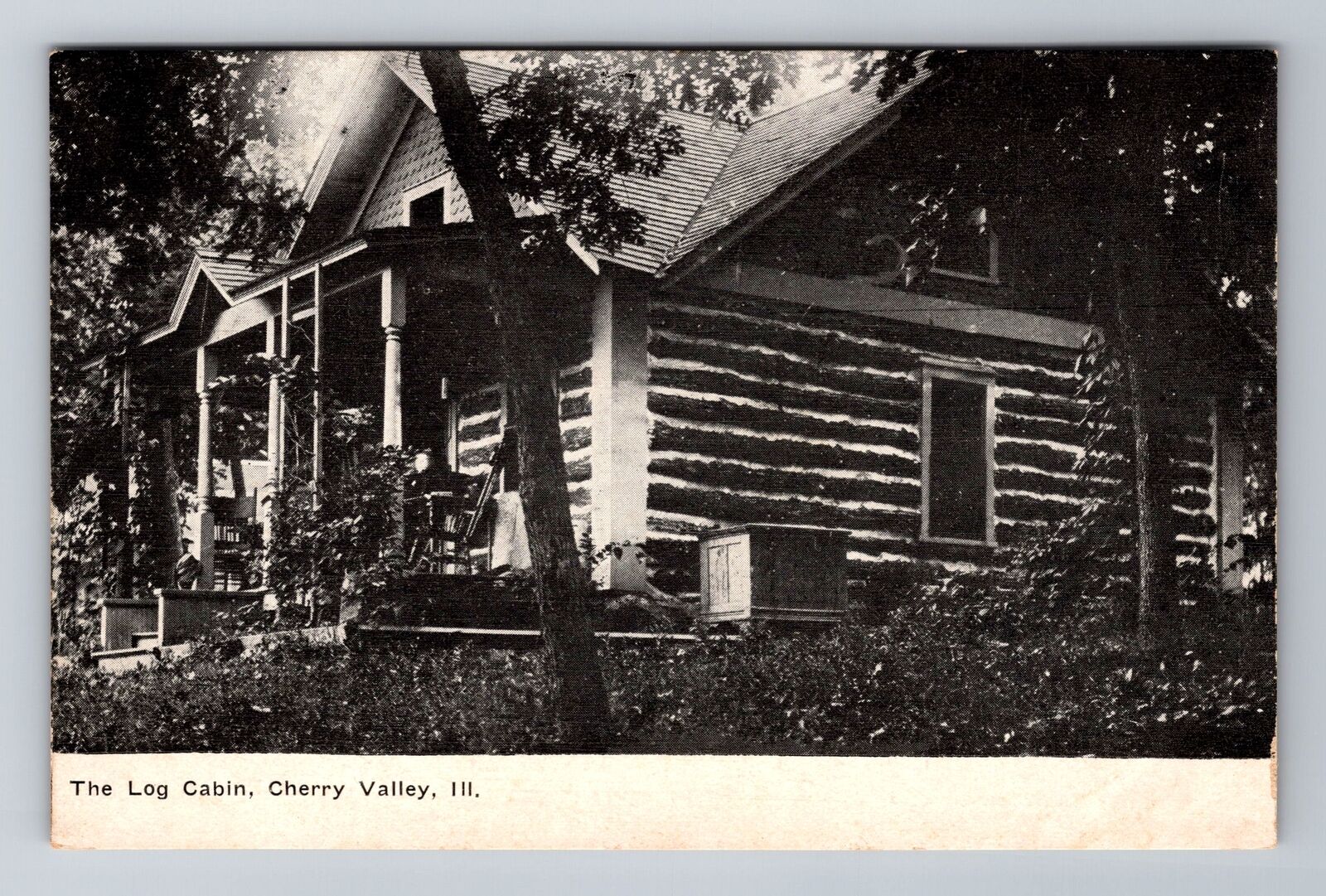 Cherry Valley IL-Illinois, The Log Cabin, Antique, Vintage Postcard