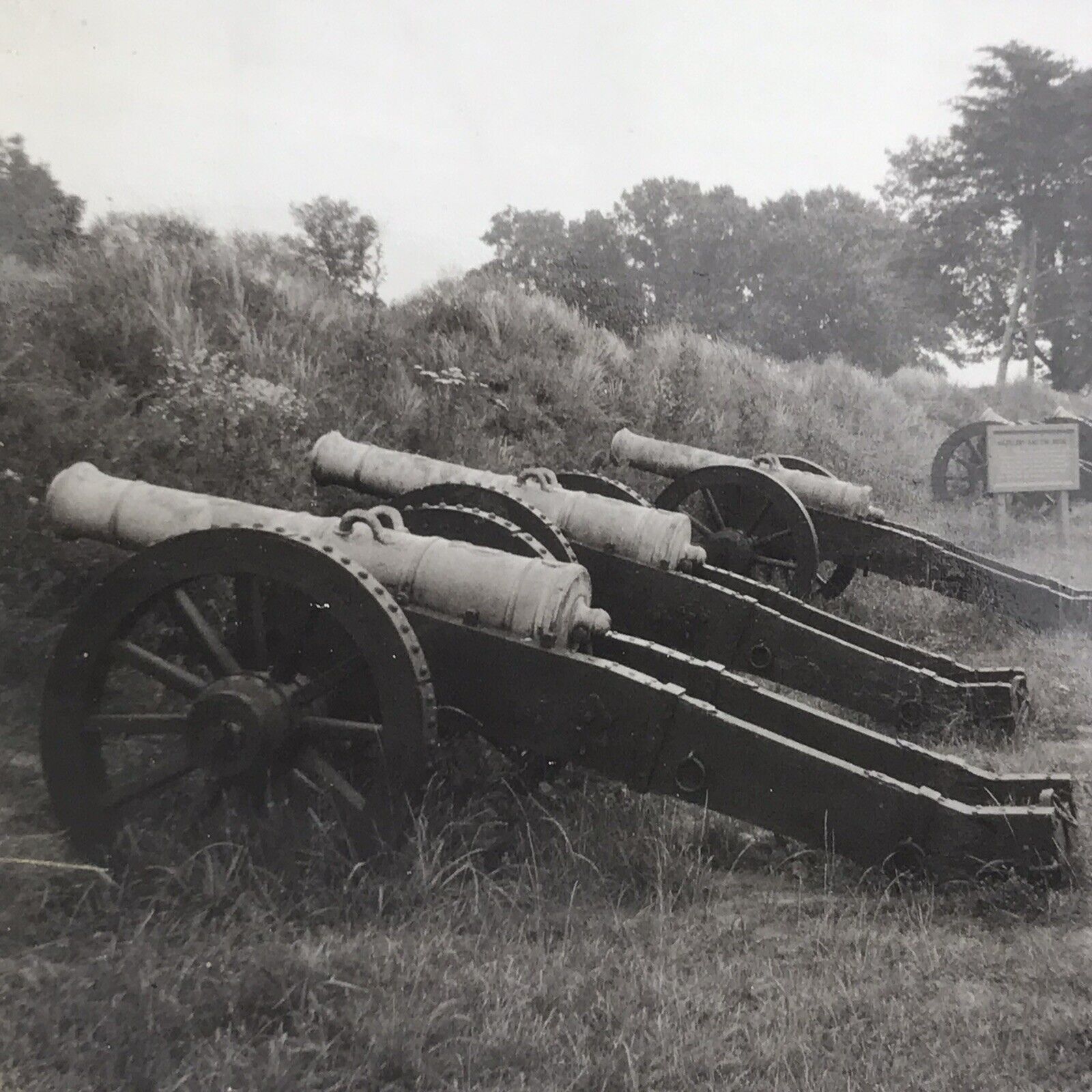 Vintage 1961 Black and White Photo Yorktown Battlefield Cannons Virginia 