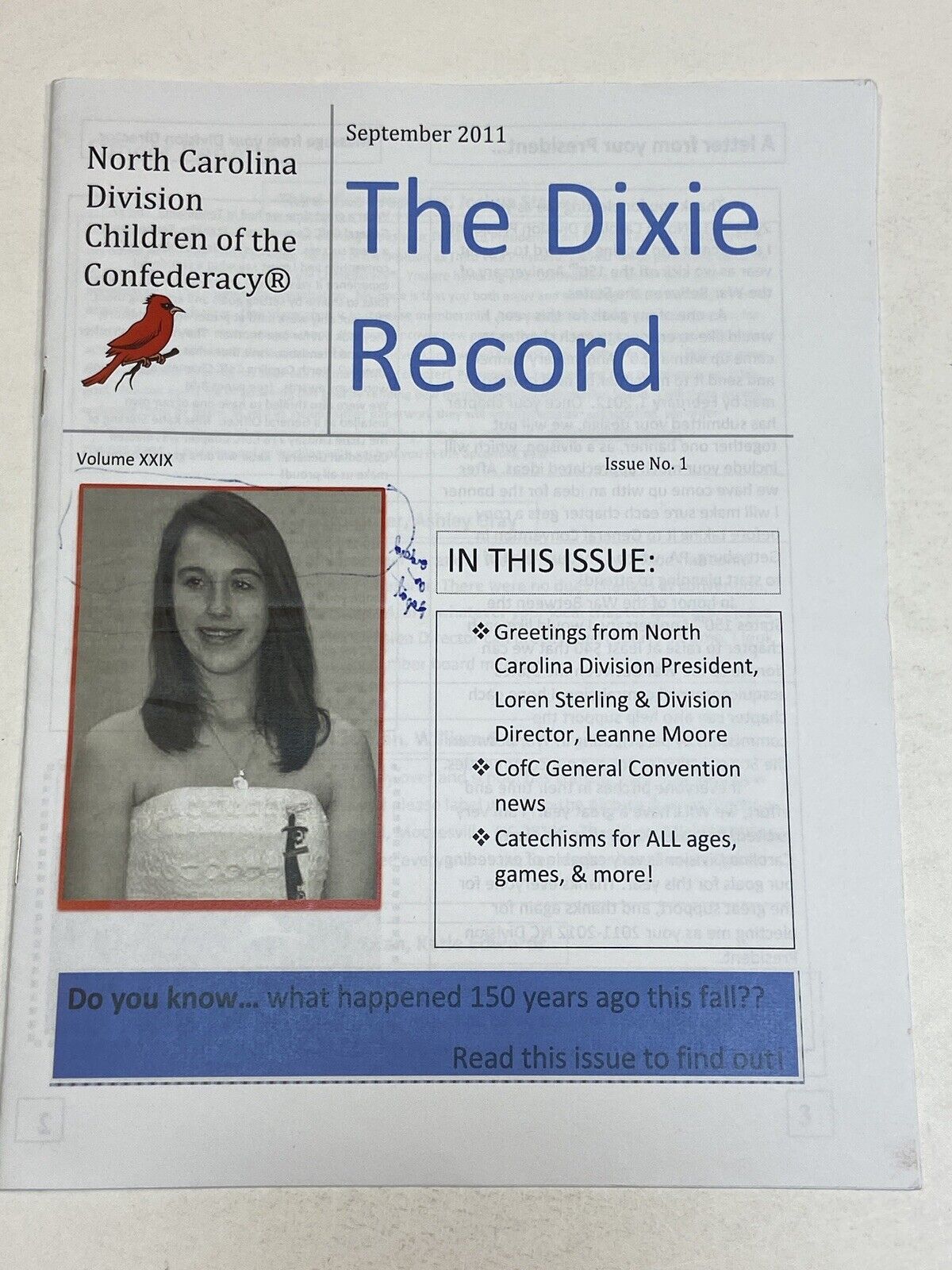 UDC United Daughters Children of the Confederacy Dixie Record News CofC Sep 2011
