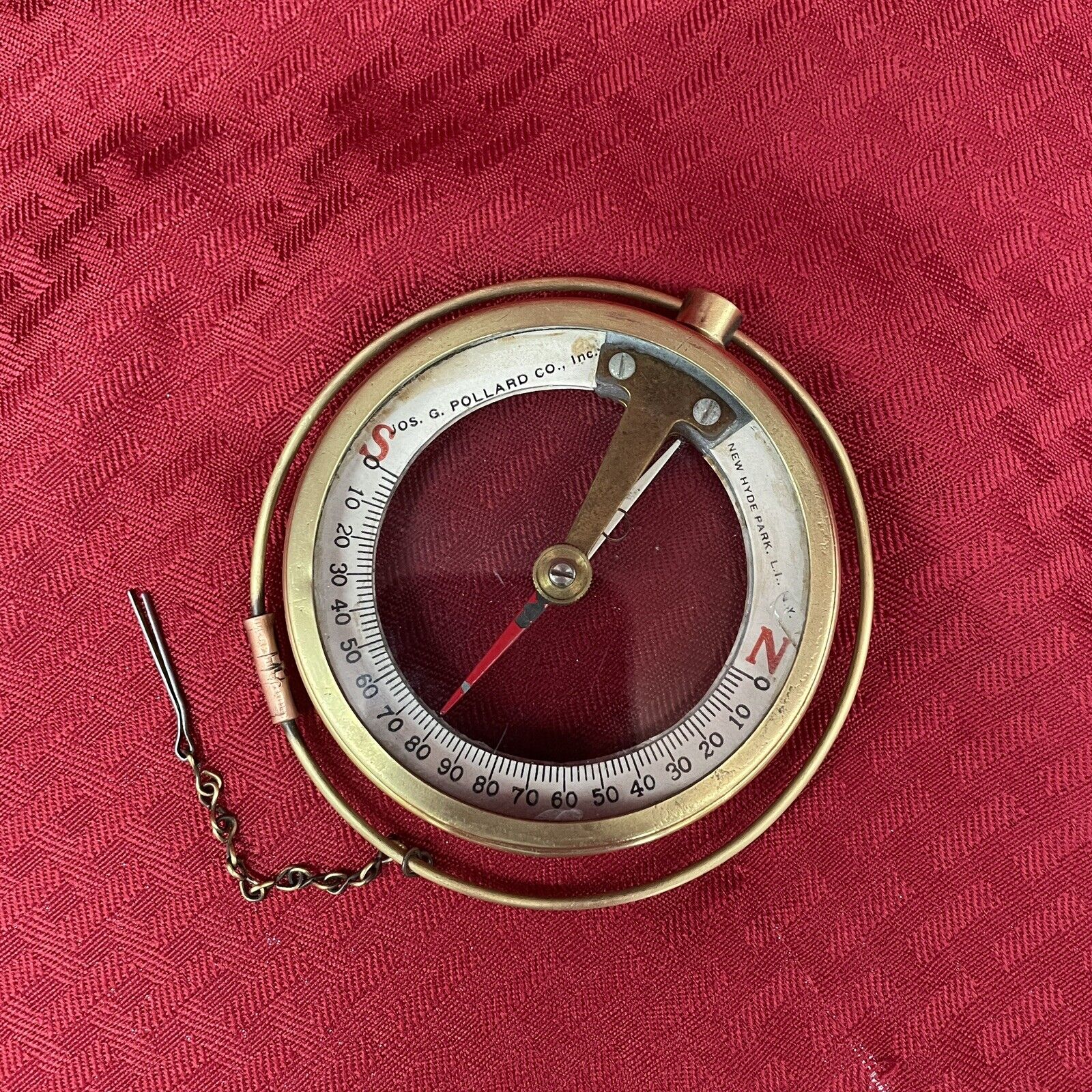 ANTIQUE G. POLLARD AND CO DIPPING NEEDLE COMPASS