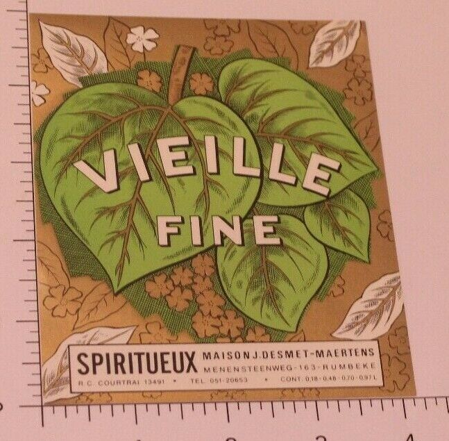 Vintage Vieille Fine European Alcohol label unused