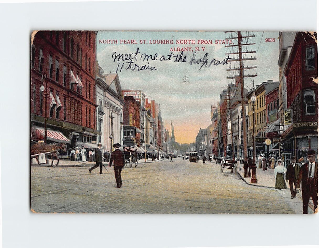 Postcard North Pearl St. Looking North From State Albany New York USA