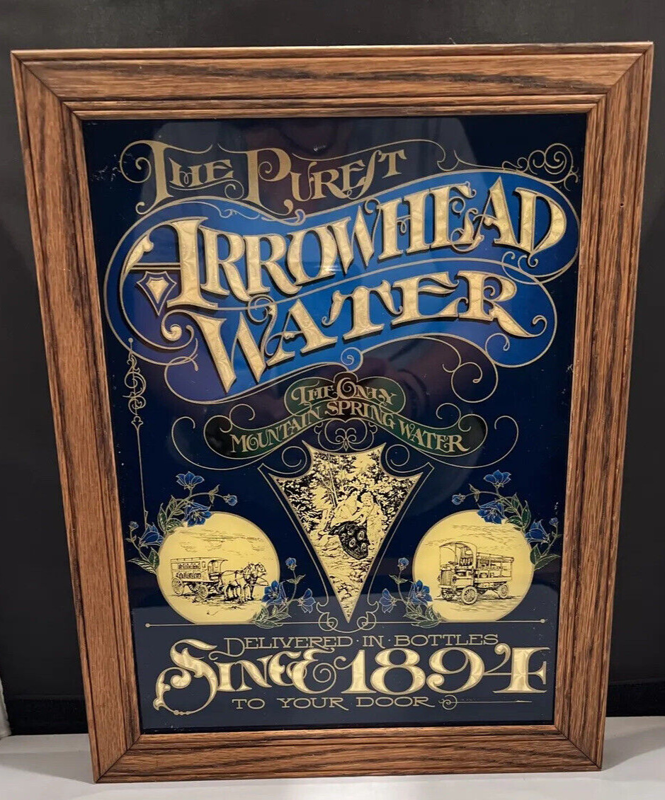 Arrowhead Water Since 1894 Framed Sign Gold Letters with Blue 14\