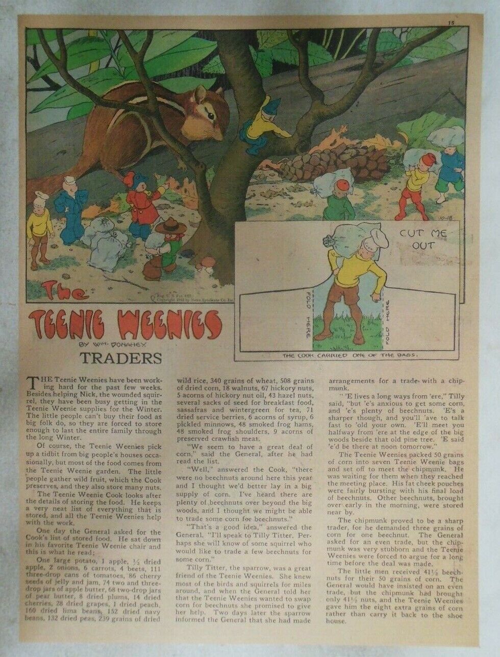 The Teenie Weenies Sunday by Wm. Donahey from 10/18/1942 Size: 11 x15 inches