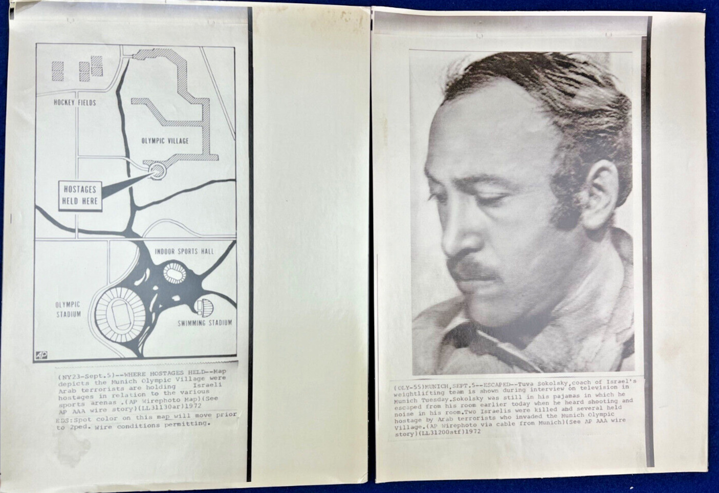 Vintage 1972 Munich Olympics Jewish Coach Escaped Terrorists Photo Map