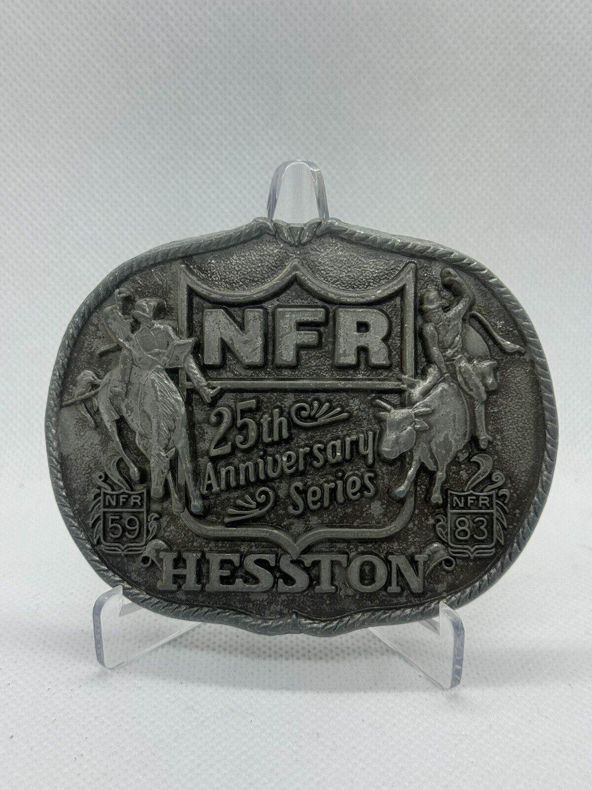 1983 25th Anniversary Hesston NFR National Finals Rodeo Western Belt Buckle