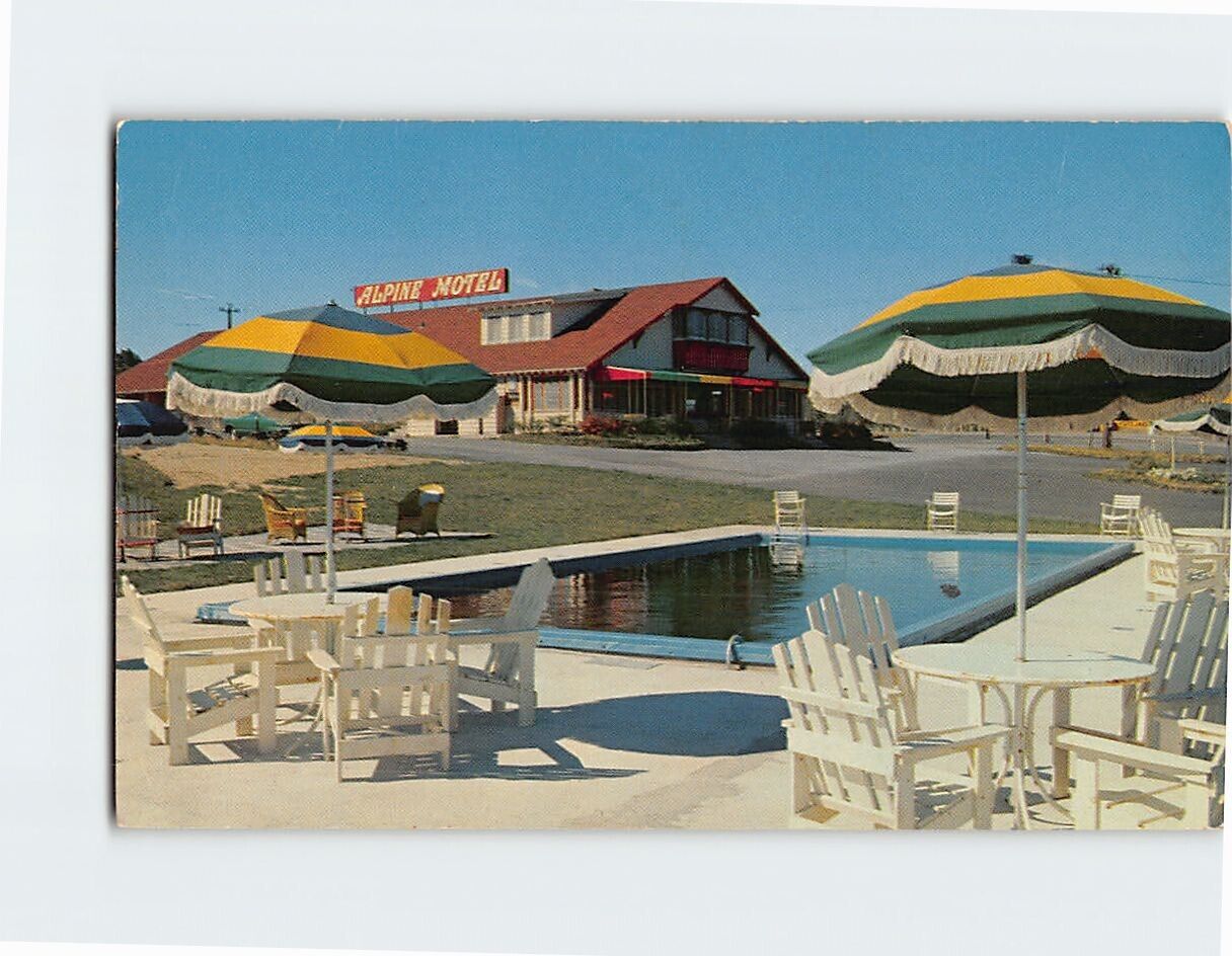 Postcard Alpine Motel Lake Placid New York USA
