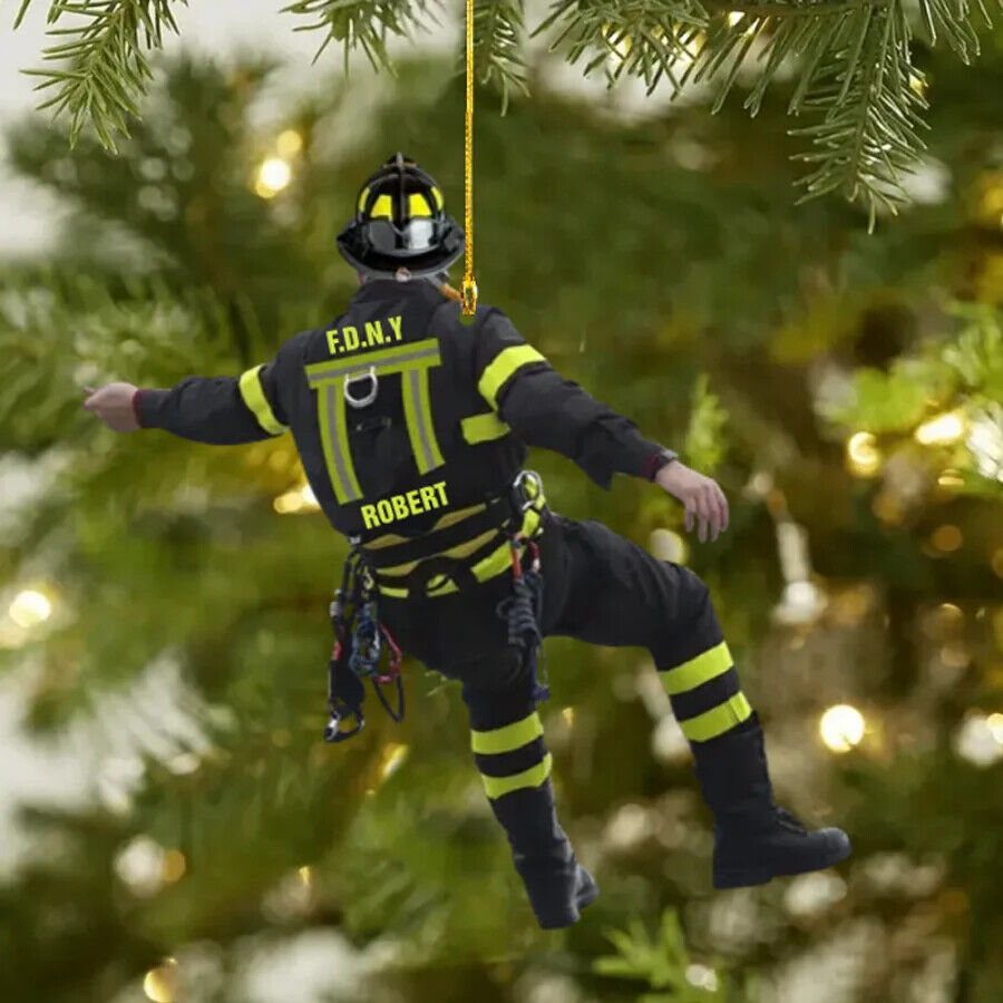 Personalized Firefighter Christmas Two Sided Ornament, Christmas gift for firefi