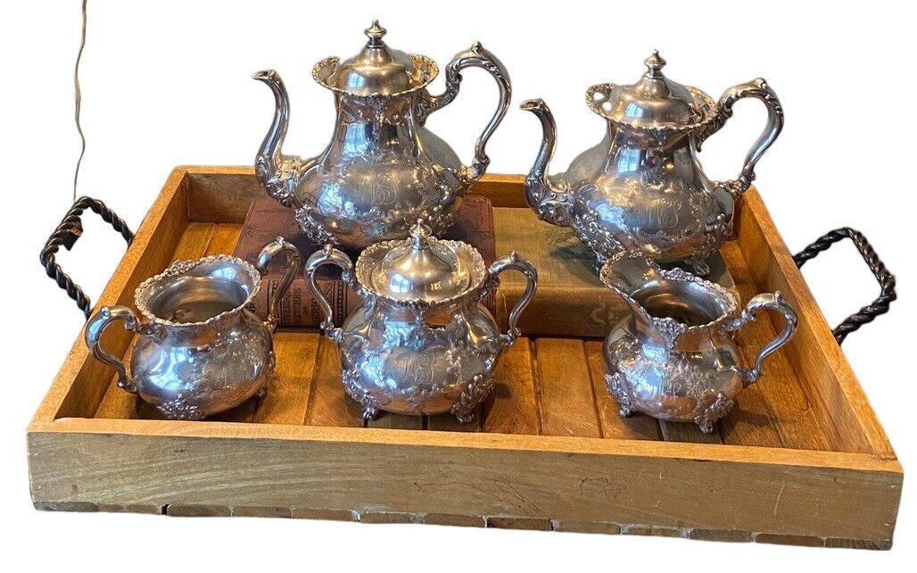 Antique Pairpoint Mfg Co Coffee Tea Set Quadruple Plate 356 5 Piece New Bedford