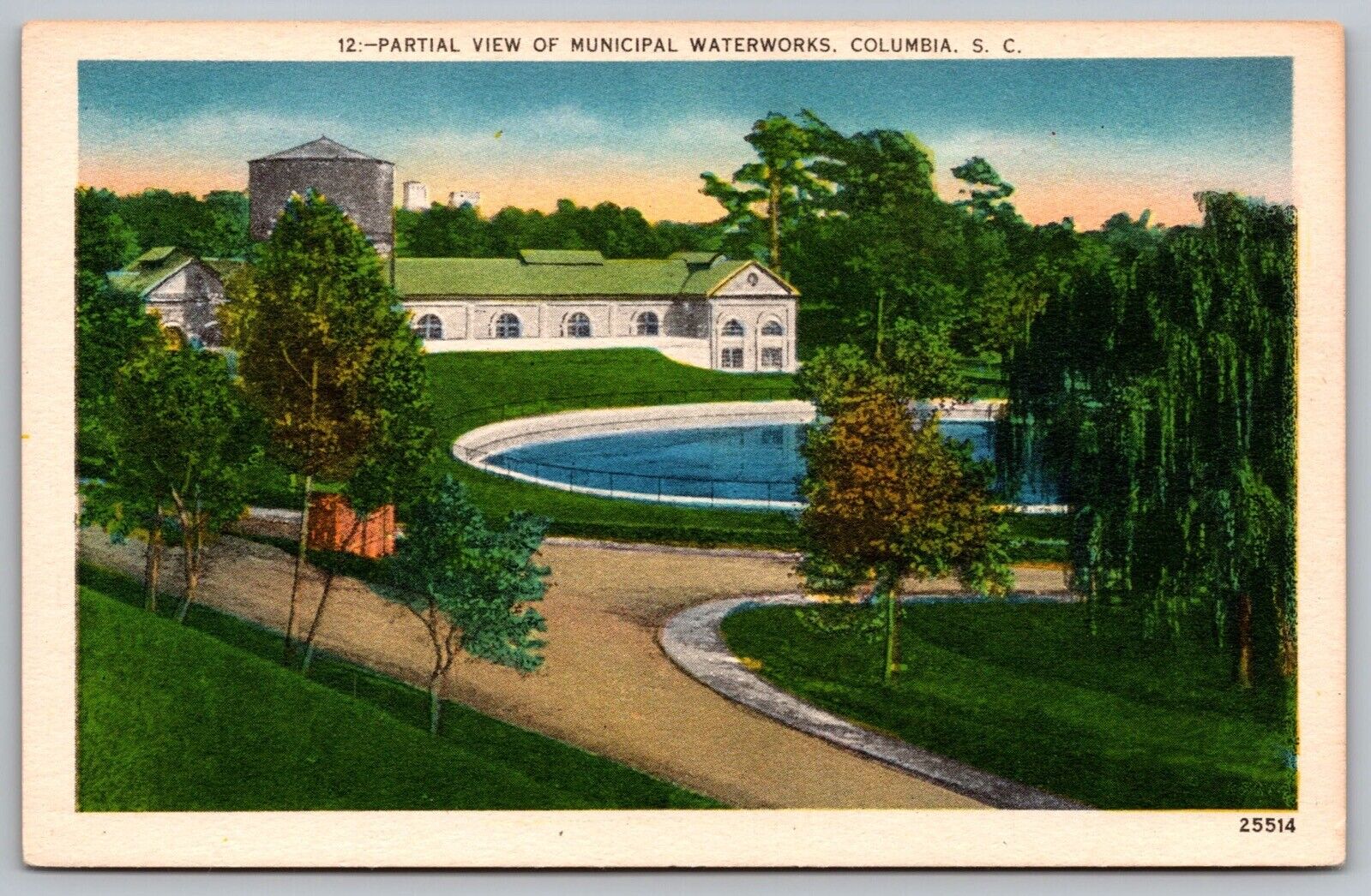 Partial View Municipal Waterworks Columbia South Carolina Pool VTG UNP Postcard