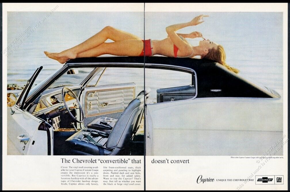 1966 sexy bikini woman photo Chevrolet Caprice Custom coupe car vintage print ad