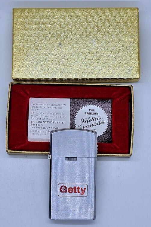 Vintage Barlow Getty Oil Butane Lighter New with box