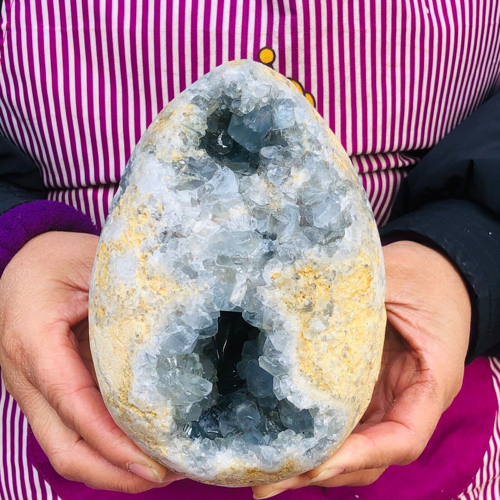 4.53LB Natural Blue Celestite Geode Quartz Crystal Mineral Specimen healing