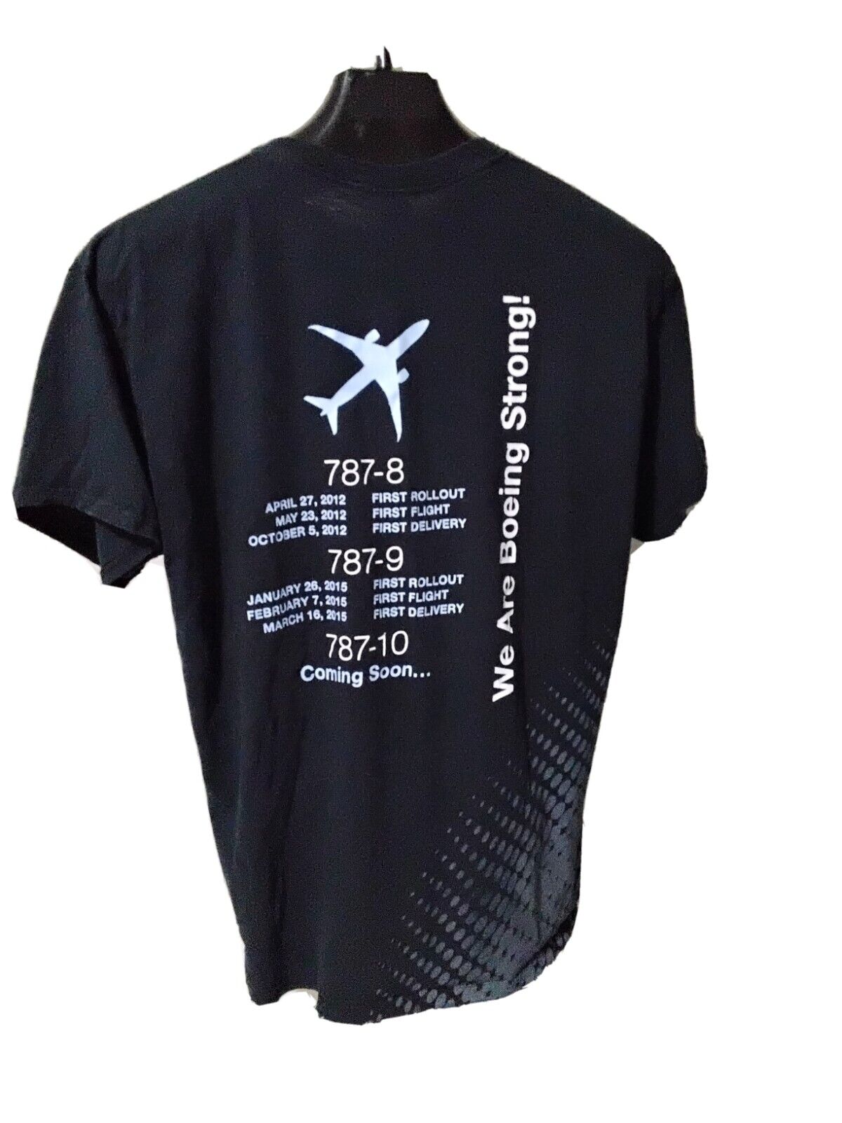Hard to Find Boeing Jet 787-8 2012 Rollout Schedule Graphics Size L Tee Shirt