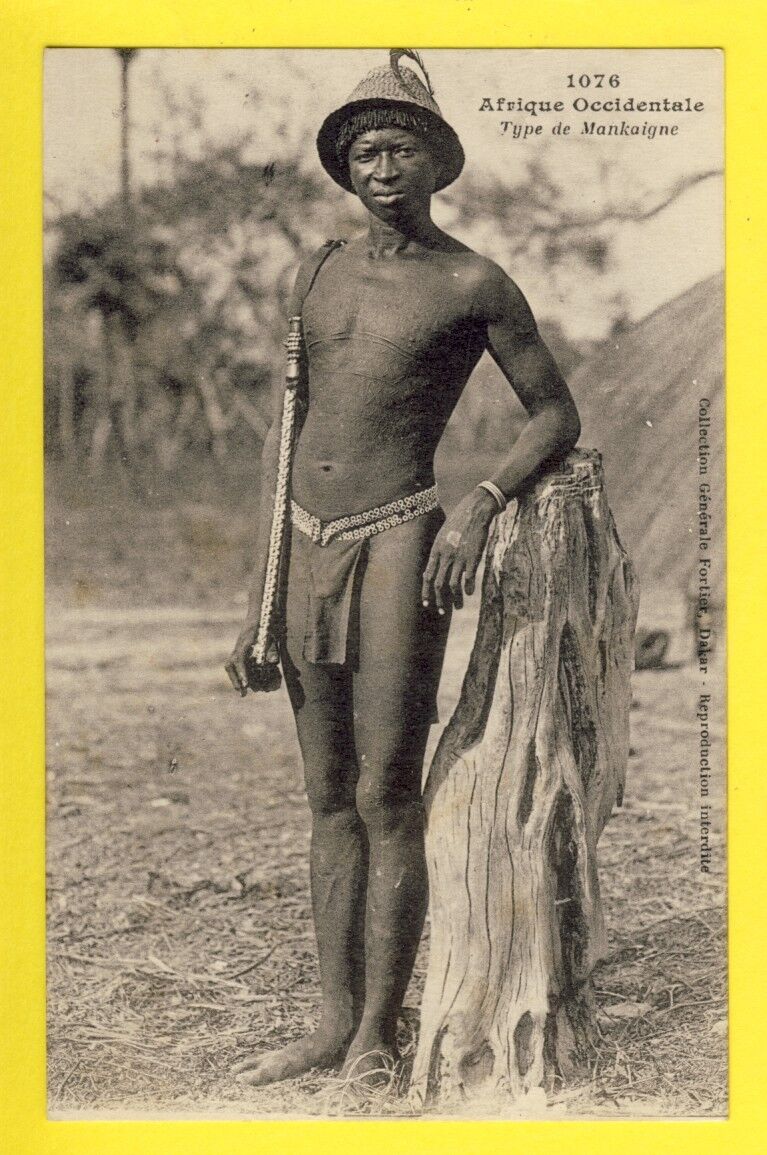 cpa Old Postcard AOF AFRICA SENEGAL EthnicType of MANKAIGNE Engraved Scarified  