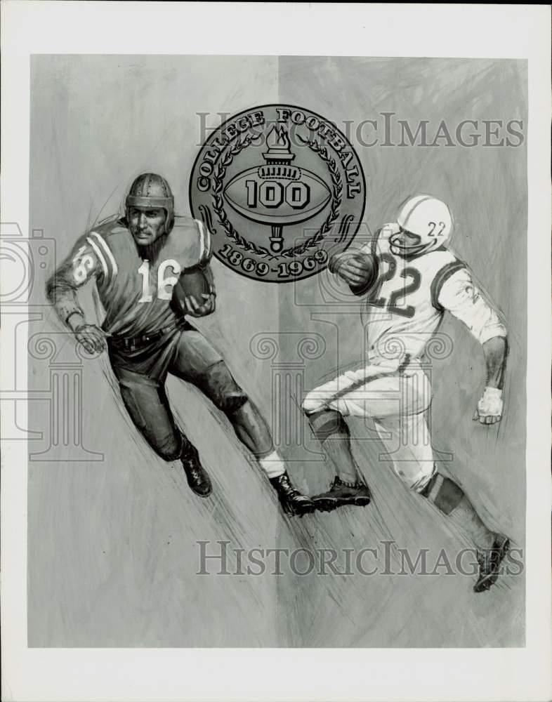 1969 Press Photo Drawing showing the logo for College Football\'s first 100 years