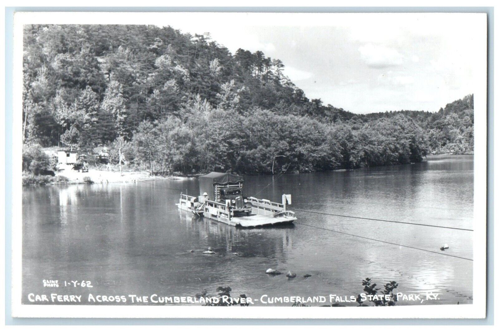 c1960 Car Ferry Across River Cumberland Falls State Park Kentucky RPPC Postcard