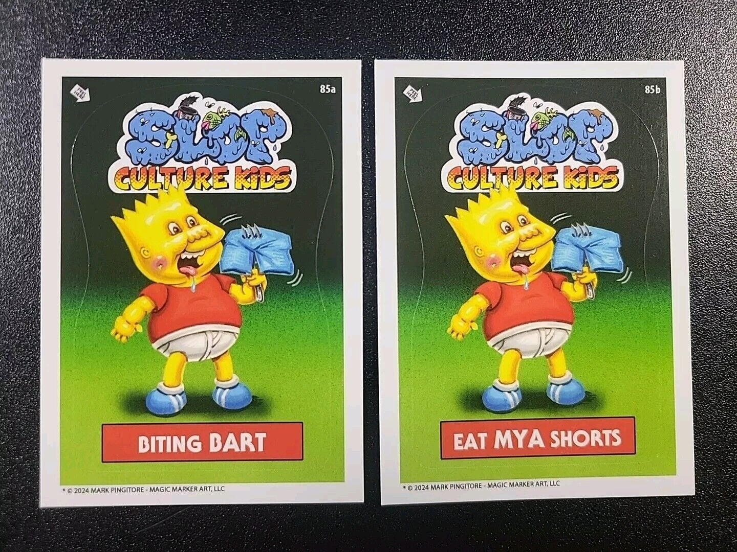 Bart Simpson The Simpson\'s Slop Culture Kids 2 Card Set Garbage Pail Kids Spoof