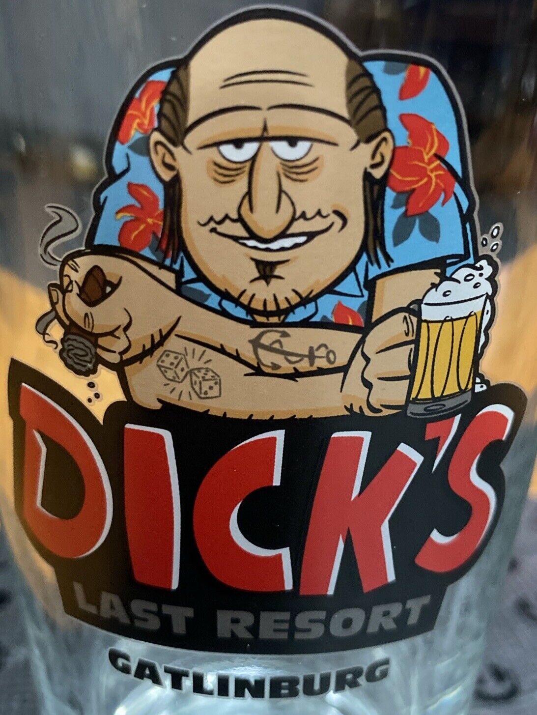 Collectible Dick’s Last Resort Beer Glass , 6 5/8”Tall... Gatlinburg , TN