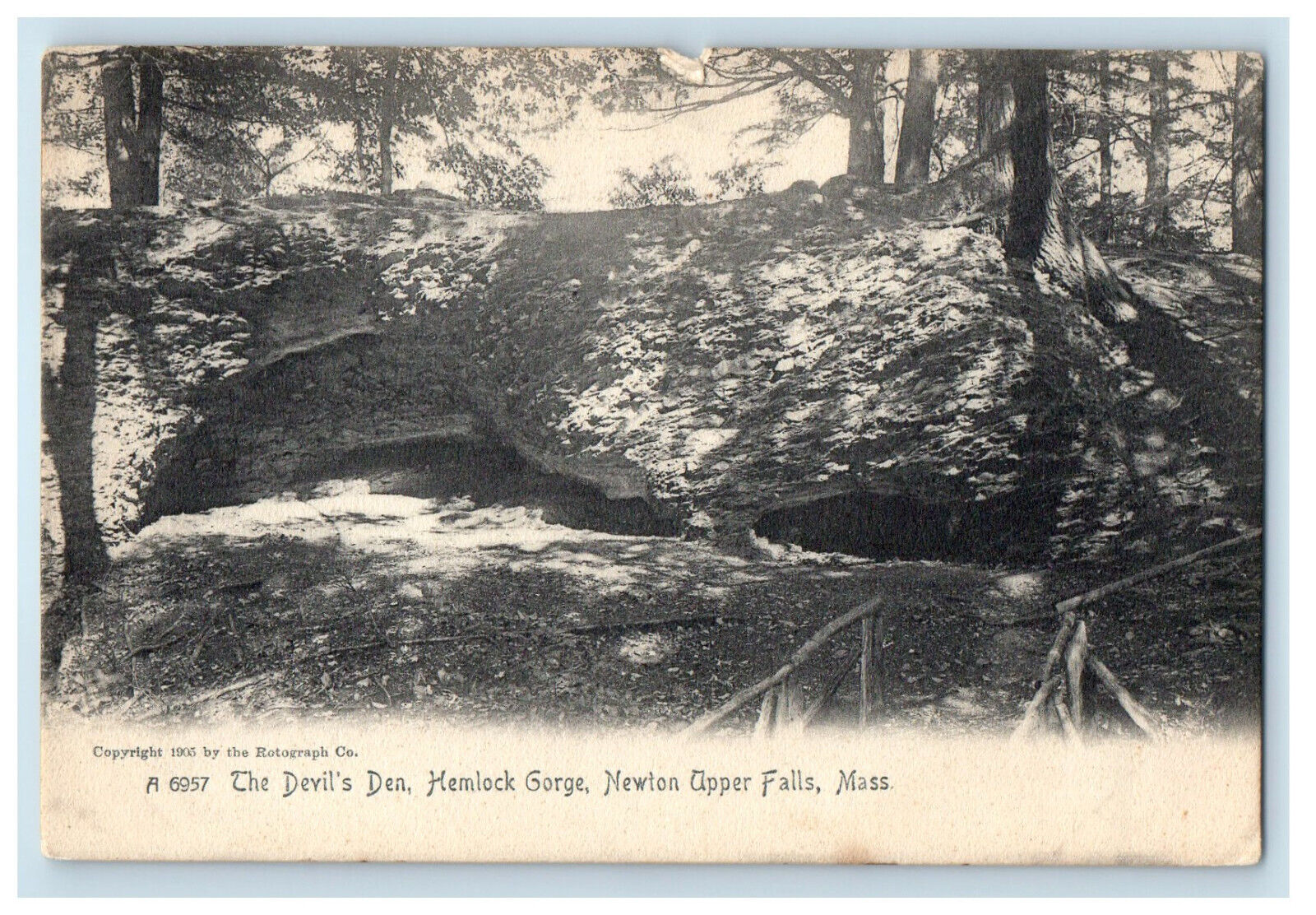 c1920s The Devil's Den Hemlock Gorge Newton Upper Falls MA Postcard