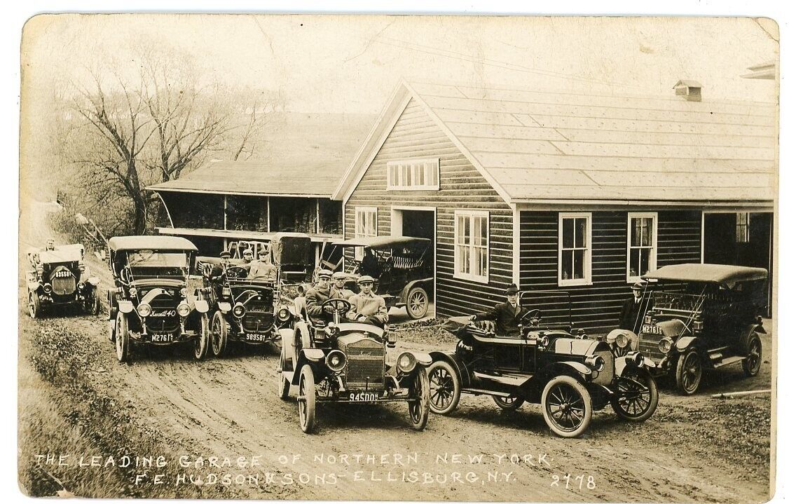 RPPC NY Ellisburg 1915 Hudsons The Leading Garage of Northern NY Jefferson Co