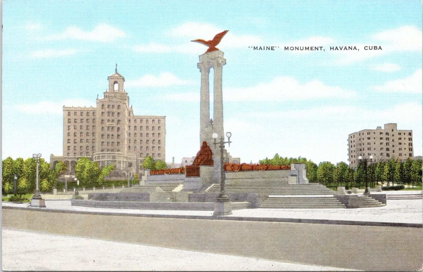 C1940s Havana Cuba Maine Monument Park Unused Linen Postcard 625