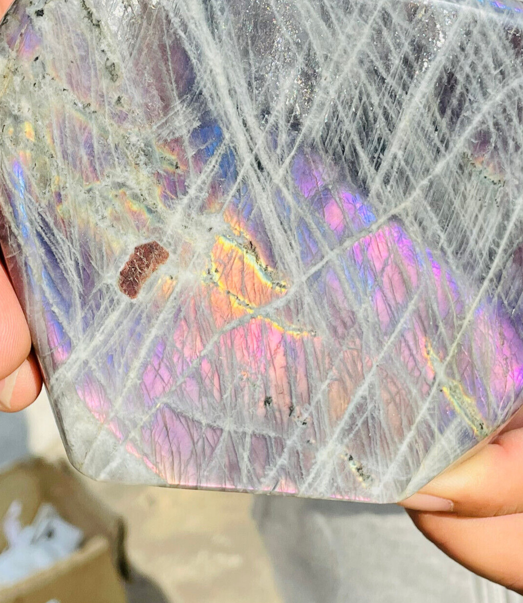 1360g Large Natural Purple Gorgeous Labradorite Freeform Crystal Display Healing