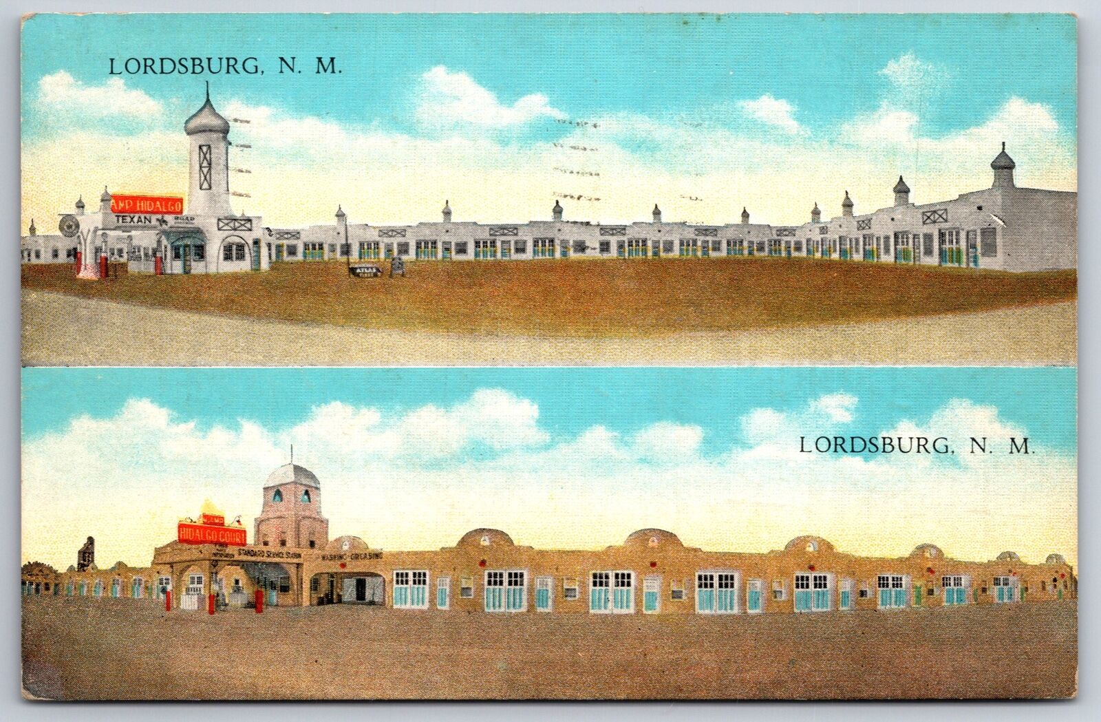 Lordsburg New Mexico~Camp Hidalgo & Motor Court~PM 1936~Vintage Linen Postcard