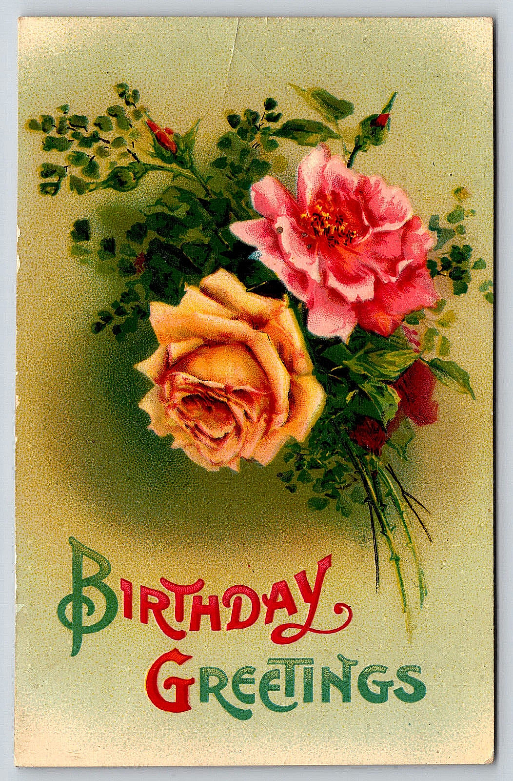 Postcard 1910 Steele City Nebraska Birthday Greetings Flowers Vintage Posted