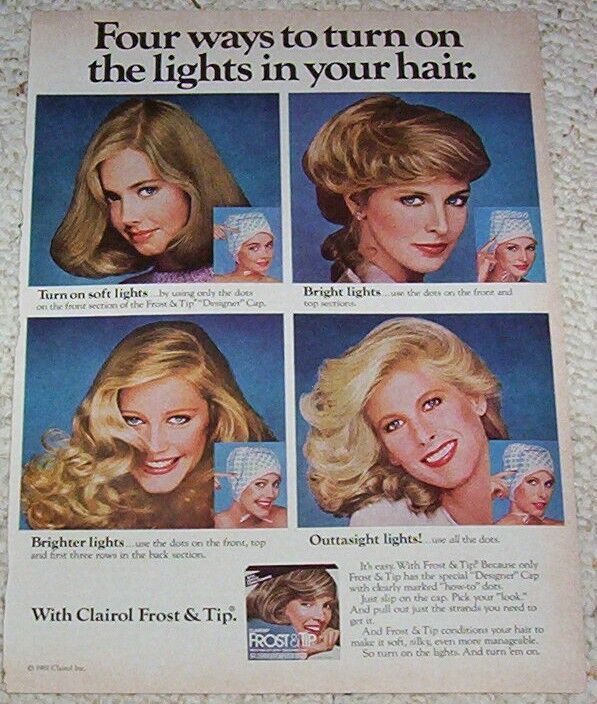 1981 vintage ad - Clairol Frost Tip hair color Blonde girl PRINT Advertising