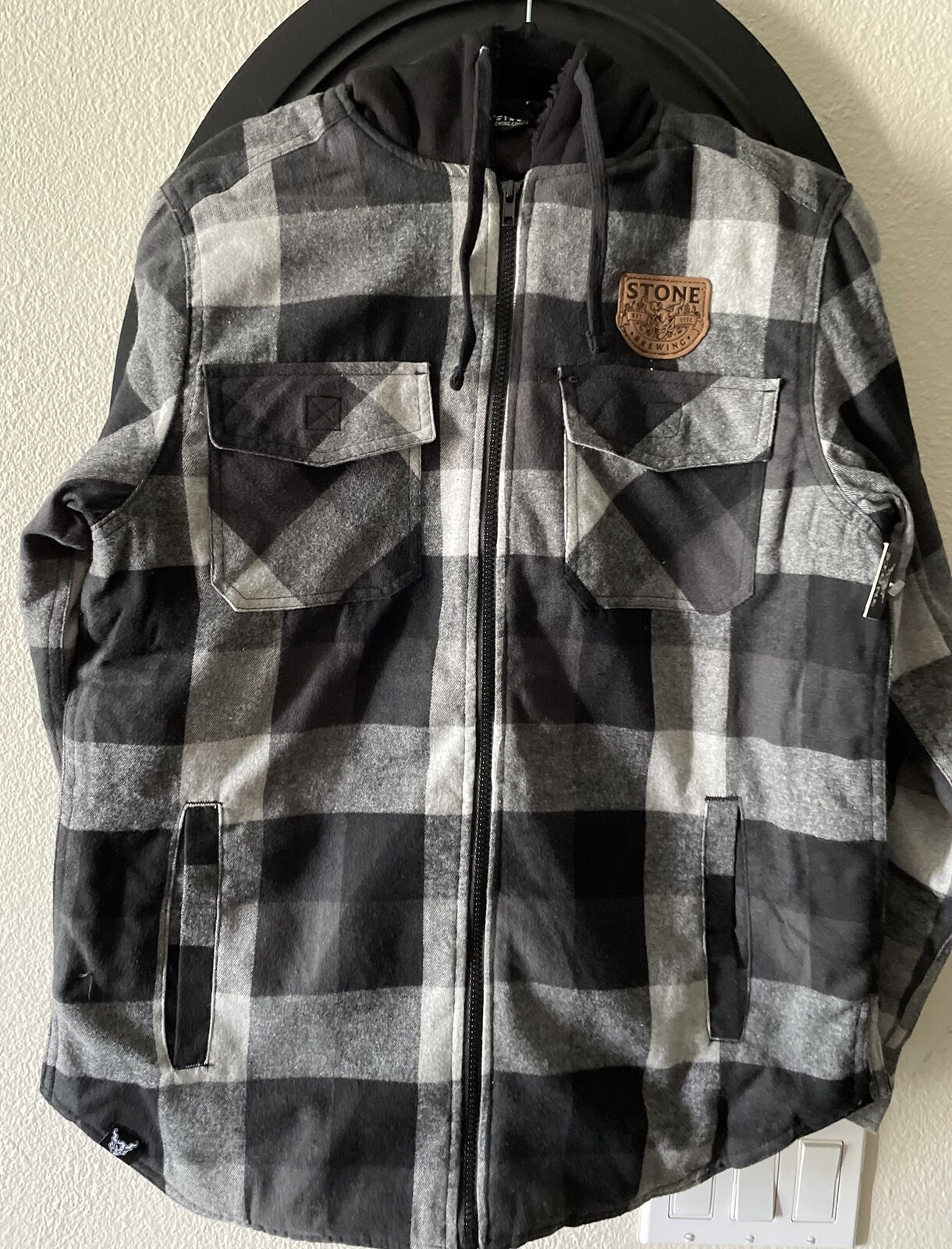 Flannel Jacket Stone Brewing Insulated with Hoodie 💥💥💥BRAND NEW💥💥💥