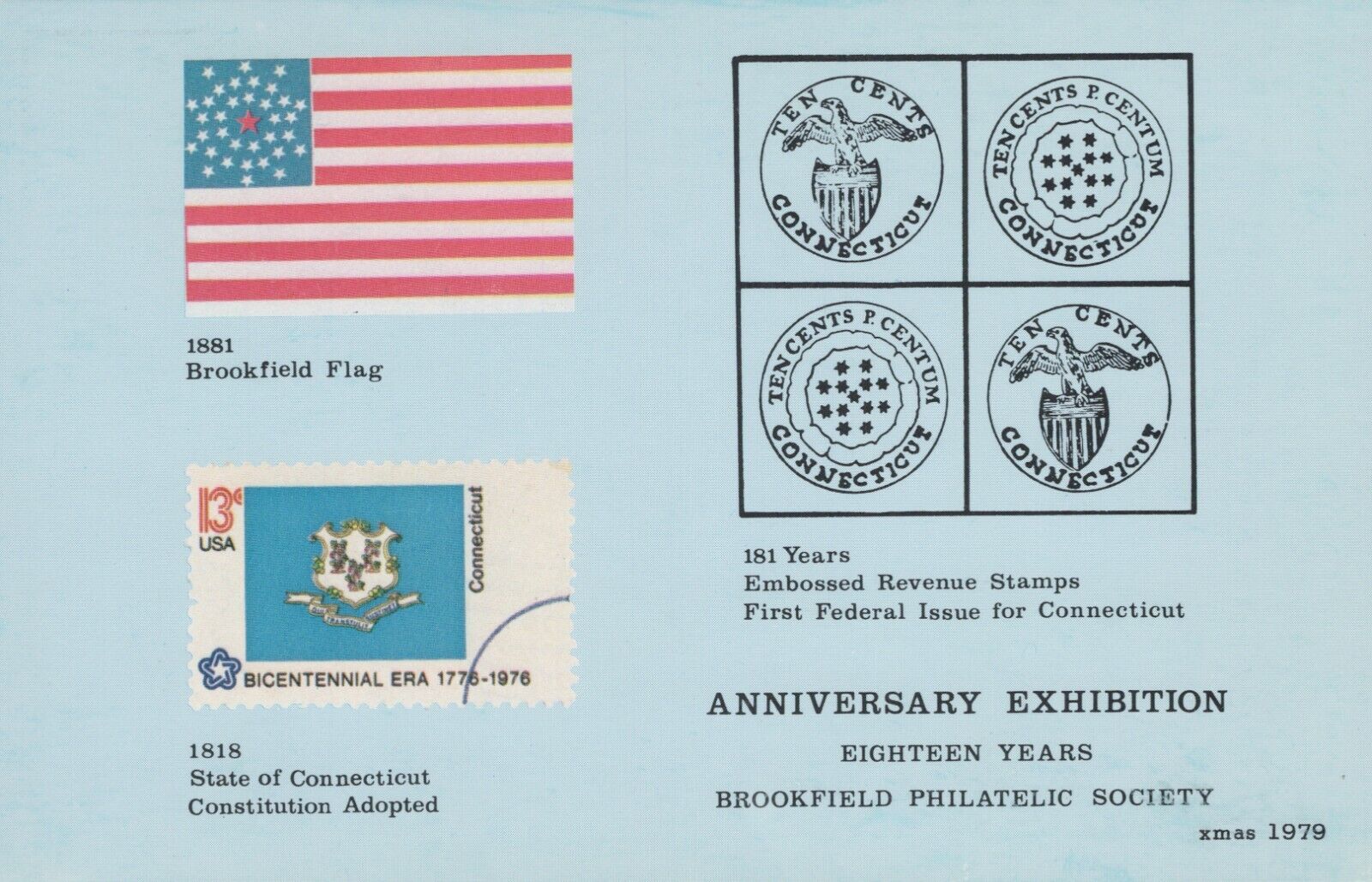Brookfield Philatelic Society Anniversary Exhibition CT Chrome Vintage Post Card