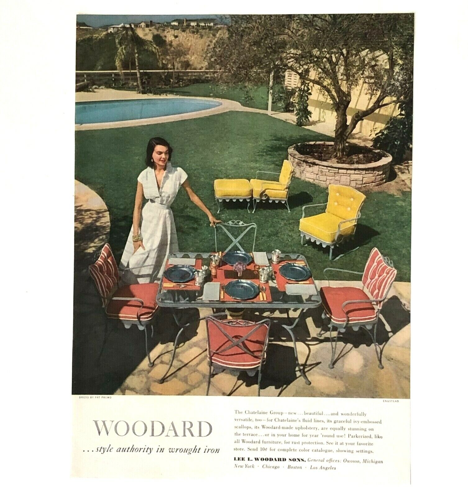 1950 Woodard Advertisement Mid Century Wrought Iron Furniture Vintage Print AD