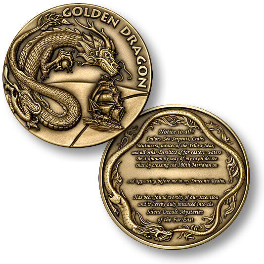 U.S. Navy / Order of the Golden Dragon - USN Bronze Antique Challenge Coin