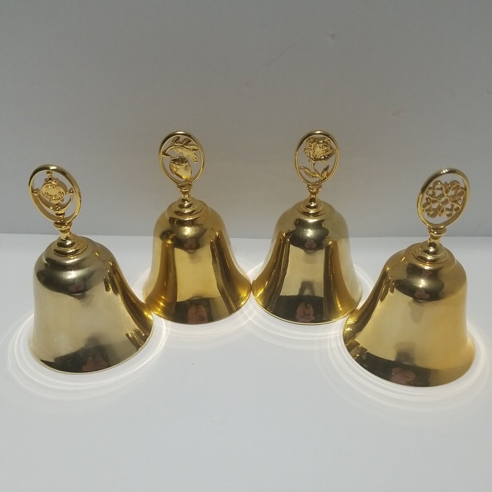 Vintage Avon Set of 4 Golden Bells Doorknocker, Acorn, Rose, Avon Calling