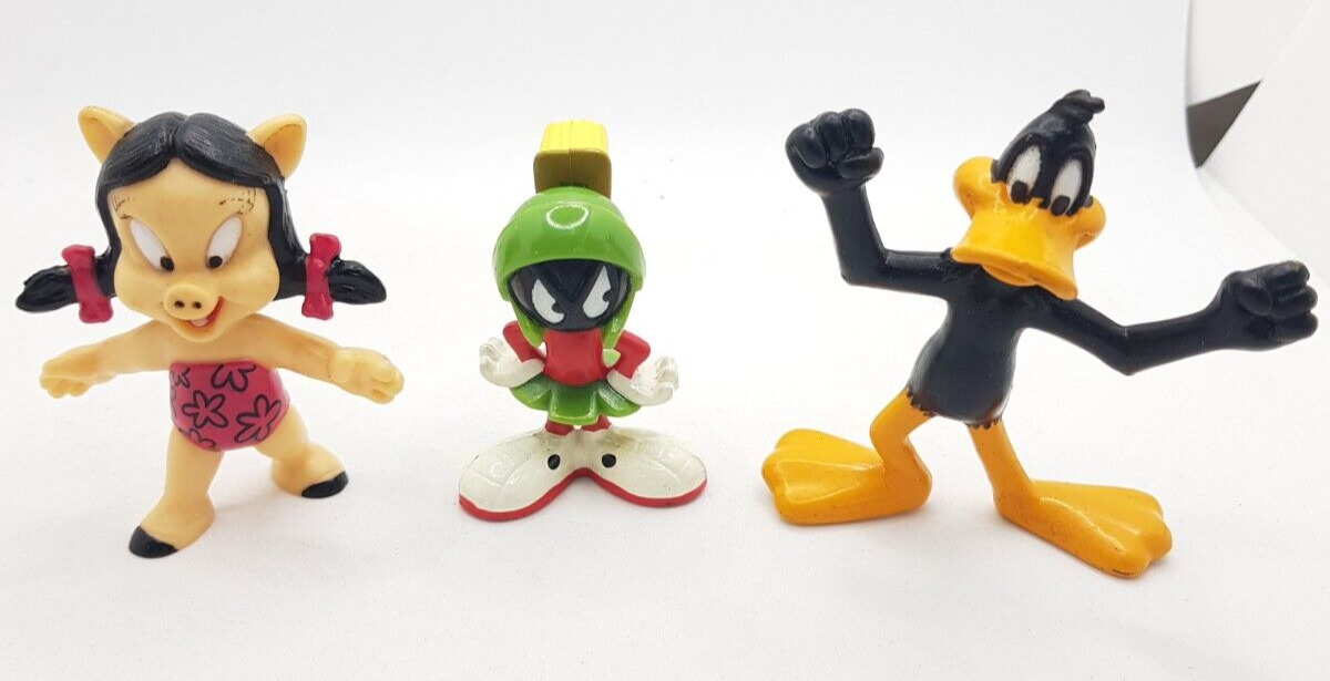 Vintage Looney Tunes Figures Lot x3 Daffy Duck, Petunia Pig, Marvin the Martian