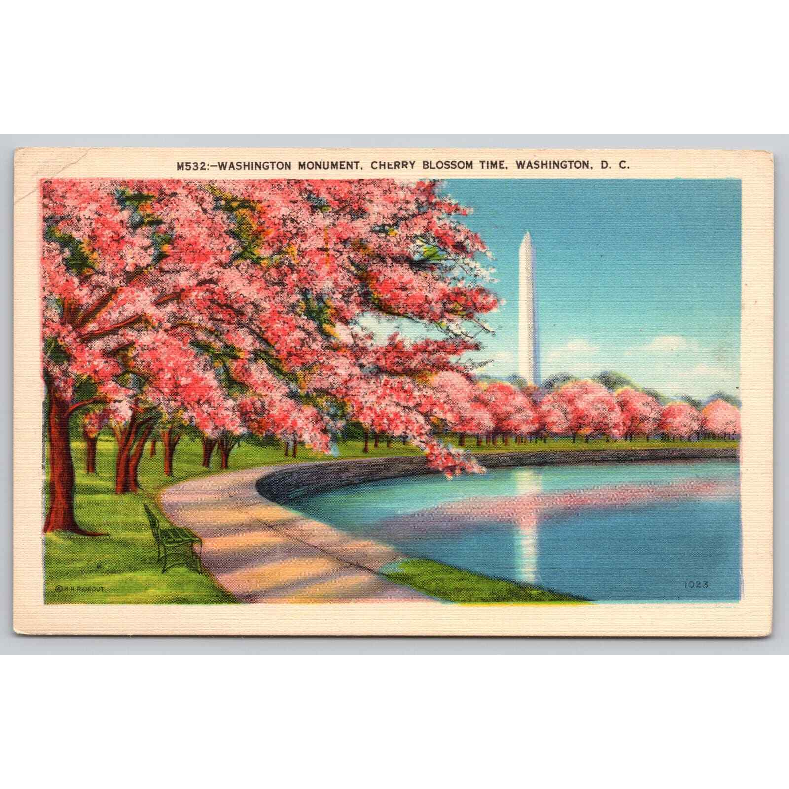 Postcard Washington D.C. Washington Monument Cherry Blossom Time 11360