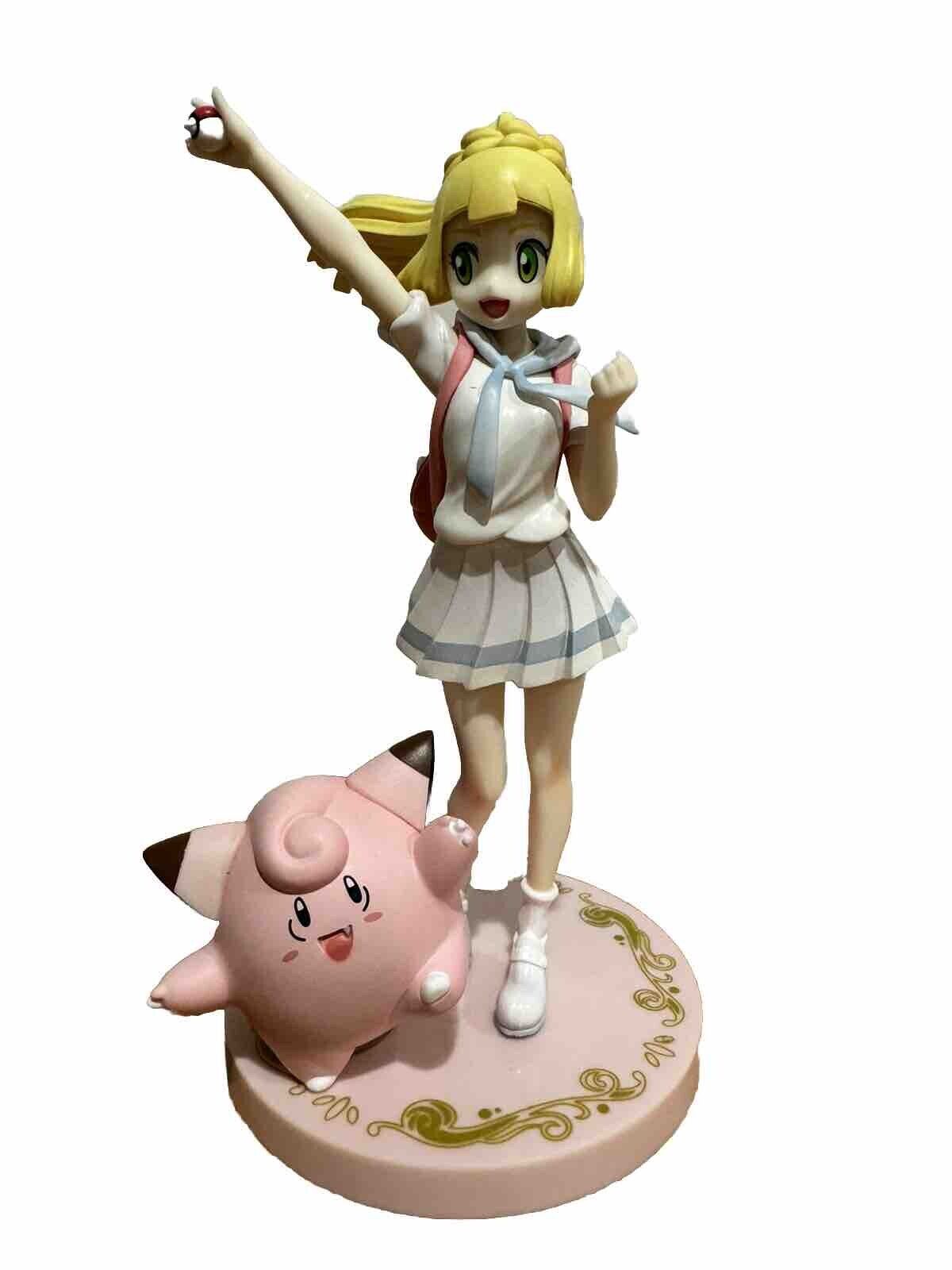 Pokemon Trainer Lillie & Clefairy Statue Figure Model Toy Anime Collectible