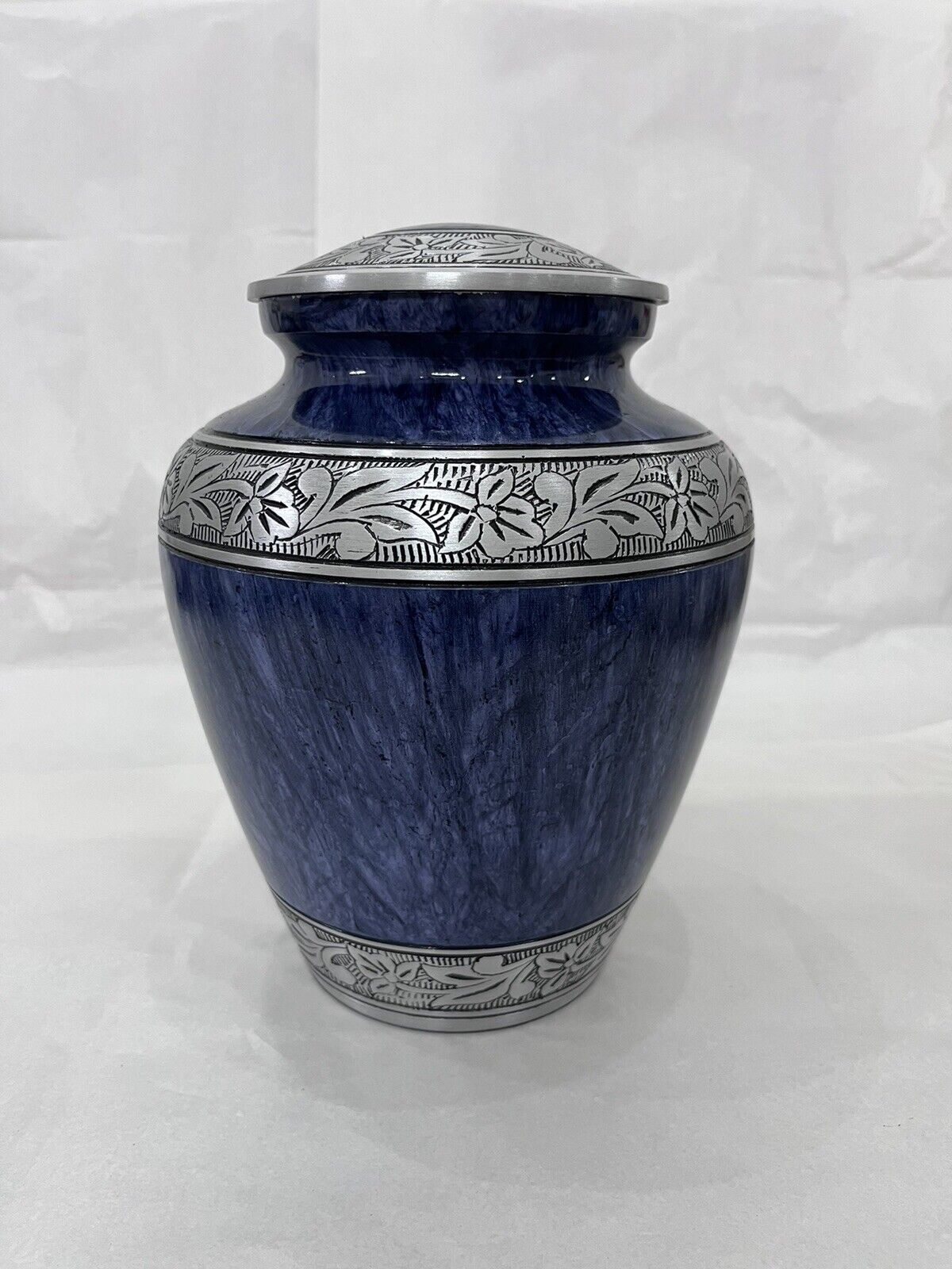 Cremation Urn for Adult Human Ashes Large Handcrafted Funeral Gray Design 10in