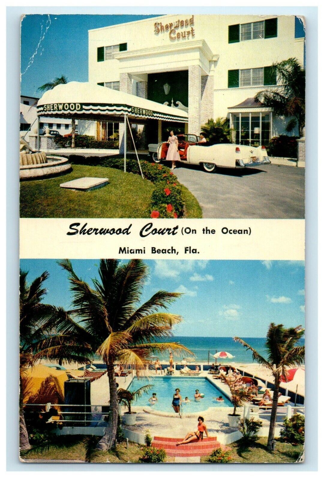 1956 Sherwood Court Miami Beach Florida FL, Private Pool And Beach View Postcard