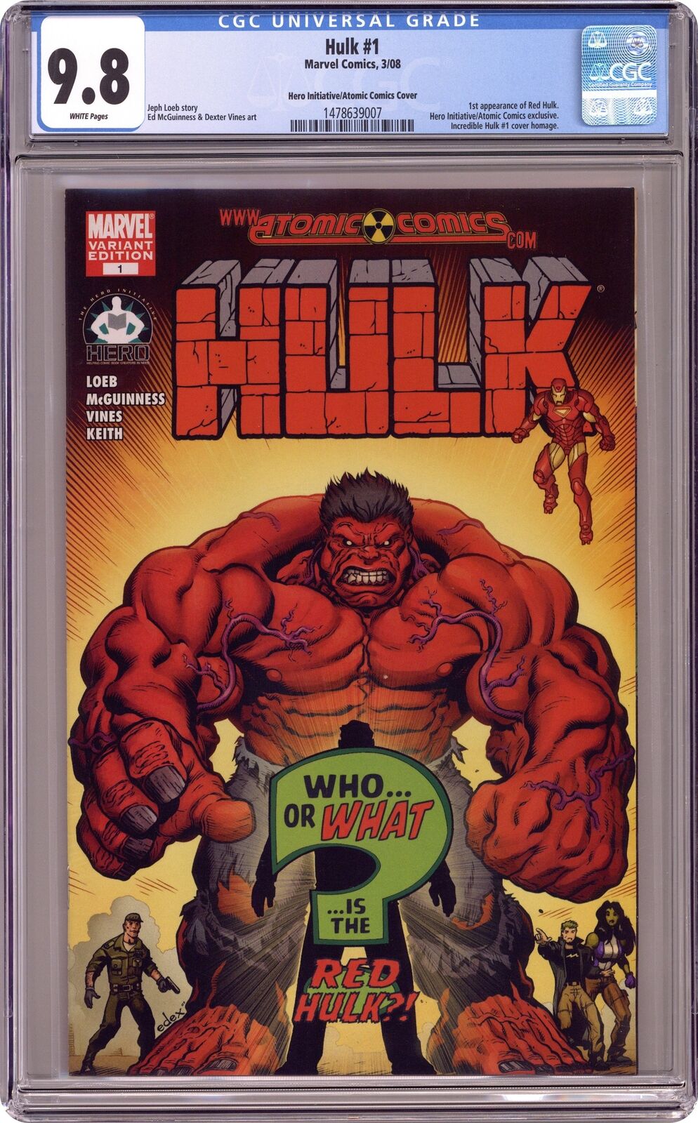 Hulk #1 McGuinness Hero Initiative/Atomic Variant CGC 9.8 2008 1478639007