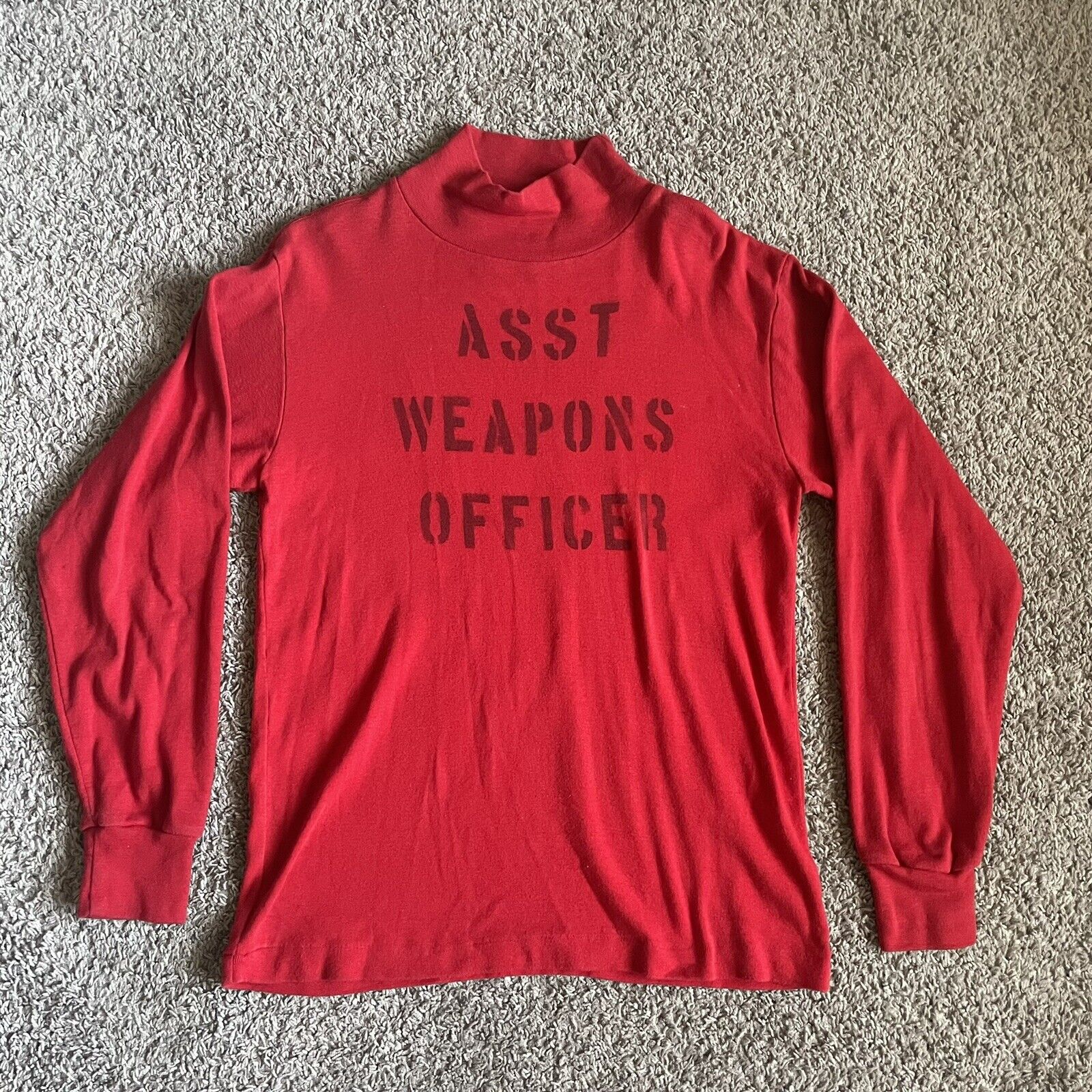 Vintage US Navy Flight Deck Shirt Red Size X Large Assistant Weapons Officer