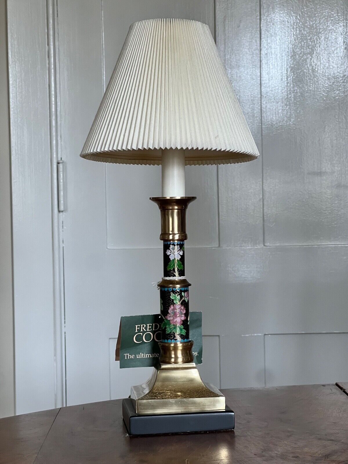 Frederick Cooper Vintage Brass & Cloisonne Candlestick Accent Lamp