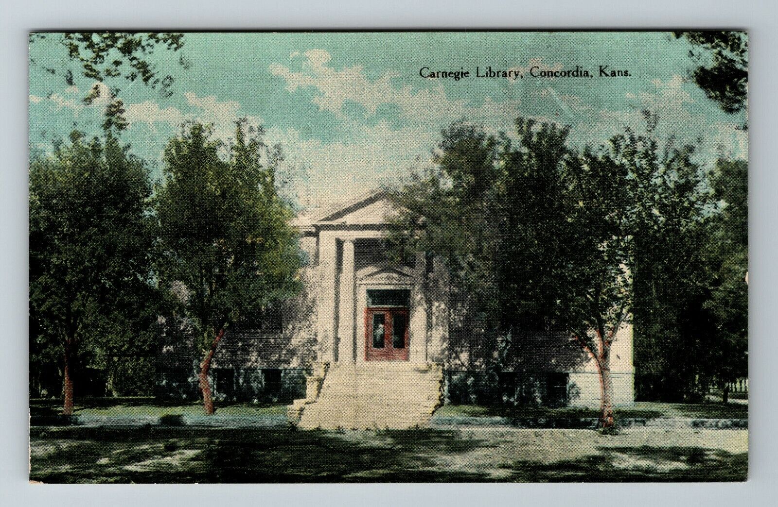 Concordia KS-Kansas, Carnegie Library, Scenic Exterior, Vintage Postcard